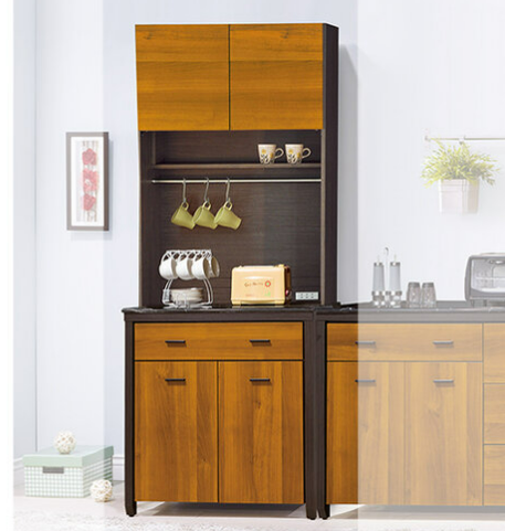 F303-1 黃金雙色3尺收納櫃 全組上+下 黑白根石面