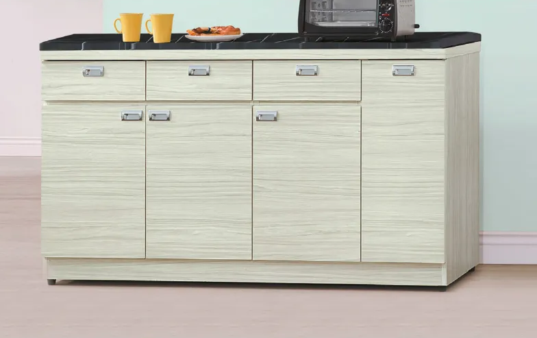 F301-4 雪松6尺拉盤收納櫃 下座 黑白根石面