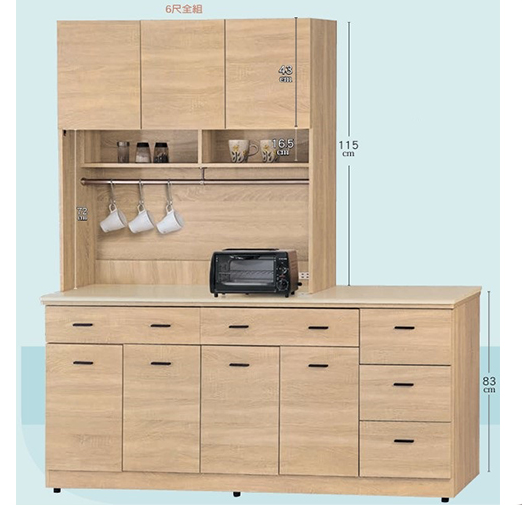 F296-6 北原6尺收納櫃 全組 白沙石面