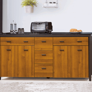 F303-2 黃金雙色6尺收納櫃 下座 /黑白根石面