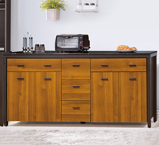 F303-2 黃金雙色6尺收納櫃 下座 /黑白根石面