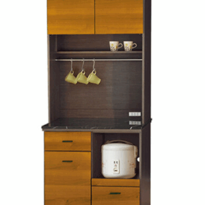 F304-1 黃金柚木色3尺拉盤收納櫃 全組/黑白根石面