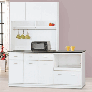 F306-1 條紋白6尺拉盤收納櫃 全組 上+下 /黑白根石面