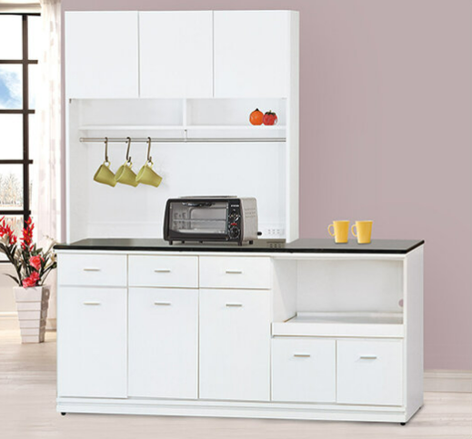 F306-1 條紋白6尺拉盤收納櫃 全組 上+下 /黑白根石面