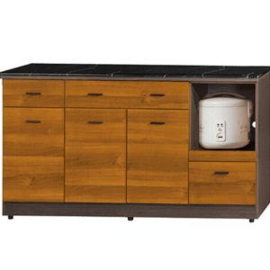 F304-2 黃金柚木色5尺拉盤收納櫃 下座 黑白根石面