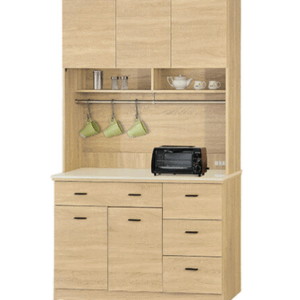 F297-6 北原4尺收納櫃 全組上+下 白沙石面