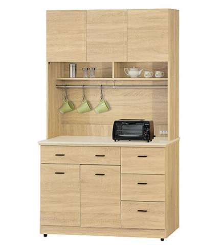 F297-6 北原4尺收納櫃 全組上+下 白沙石面