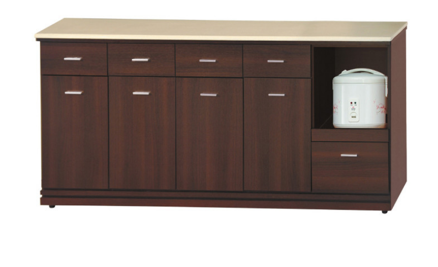 F300-5 胡桃色6尺拉盤收納櫃 下座 12MM白岩板