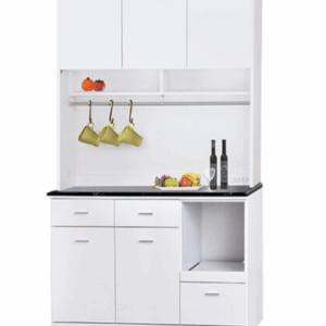 F307-3 條紋白4尺拉盤收納櫃 全組/上+下/黑白根石面