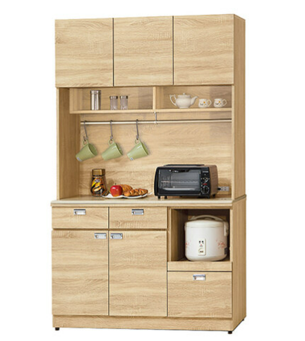 F298-7 和風北原4尺拉盤收納櫃 全組上+下 12MM白岩板