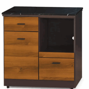 F304-4 黃金柚木色3尺拉盤收納櫃 下座 黑白根石面