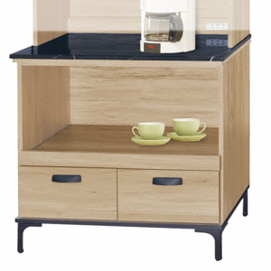 F308-5橡木2.7尺拉盤收納櫃 下座/黑白根石面