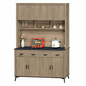 F309-3 灰橡5尺收納櫃 上+下 全組 12MM白岩板