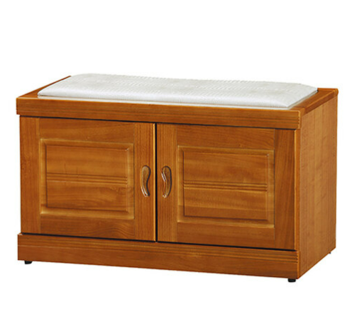 F511-7胡桃色皮墊4尺坐鞋櫃