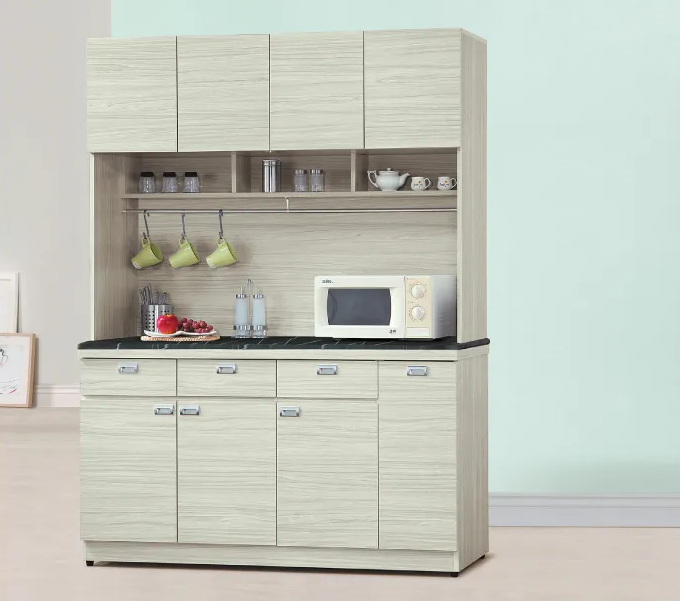 F301-10雪松4尺拉盤收納櫃 全組上+下 黑白根石面