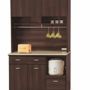 F300-7 胡桃色4尺拉盤收納櫃 全組 上+下 12MM白岩板