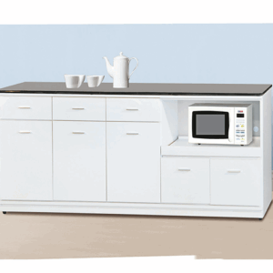 F306-5 條紋白6尺拉盤收納櫃 下座 黑白根石面