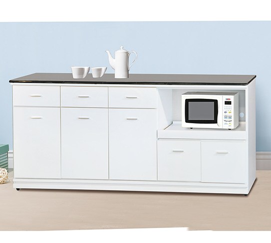 F306-5 條紋白6尺拉盤收納櫃 下座 黑白根石面