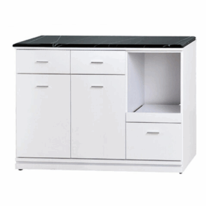 F307-5 條紋白4尺拉盤收納櫃 下座/黑白根石面