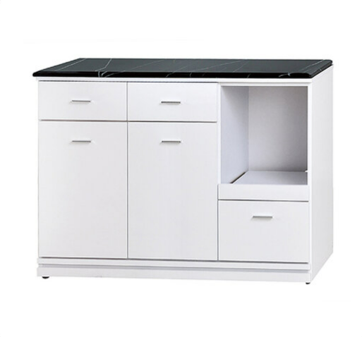 F307-5 條紋白4尺拉盤收納櫃 下座/黑白根石面