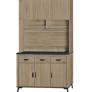 F308-7 灰橡4尺收納櫃 全組上+下 12MM白岩板