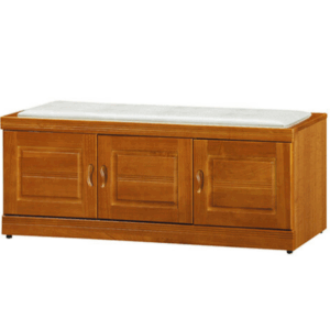 F318-2 樟木色4尺坐鞋櫃 座椅皮 ⊙活動隔板1大1小片