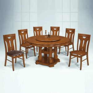 F328-1 1281#4.38尺柚木色餐桌 (配76公分轉盤) 不拆賣