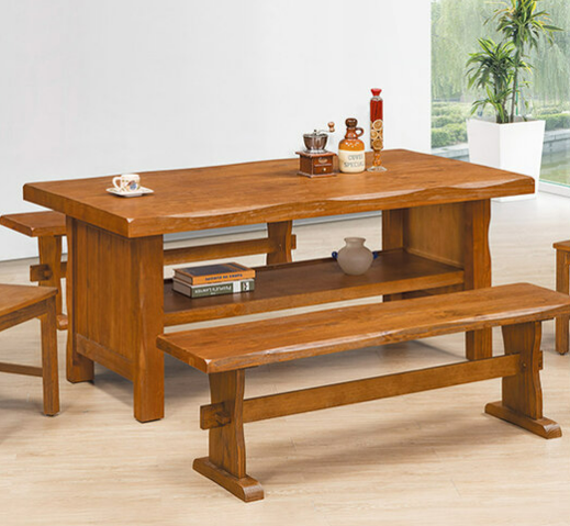 F329-1 松木鋼絲紋餐桌 不含玻 DIY 特大大6尺