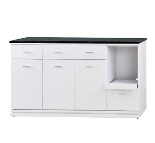 F307-6 條紋白5尺拉盤收納櫃 下座 黑白根石面