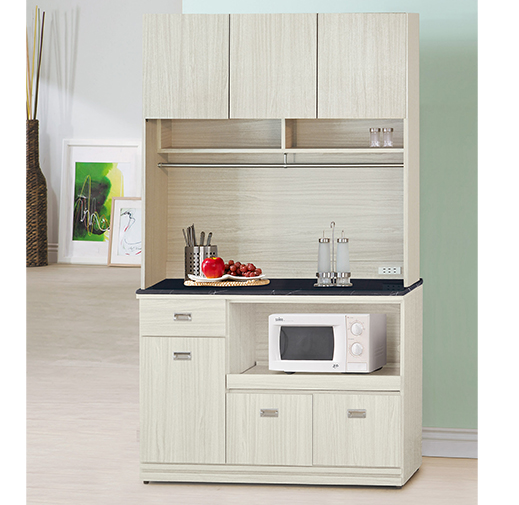 F301-9 雪松4尺拉盤收納櫃 全組上+下 12MM白岩板