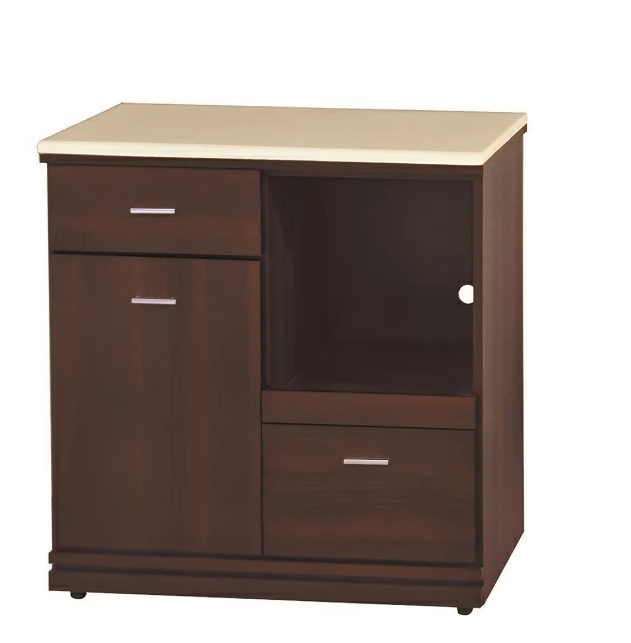 F300-11 胡桃色2.7尺拉盤收納櫃 下座 12MM白岩板