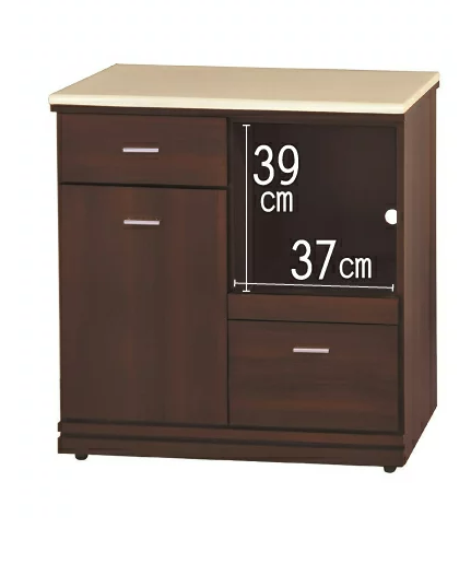 F300-12 胡桃色2.7尺拉盤收納櫃 下座 白沙石面