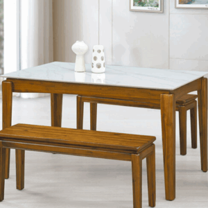 F338-4 5尺相思木實木餐桌 白岩板