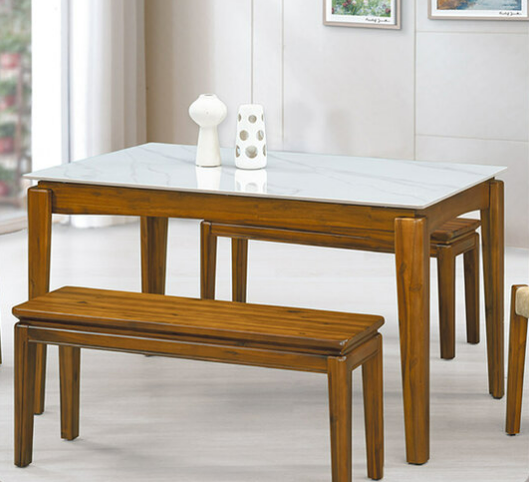 F338-4 5尺相思木實木餐桌 白岩板