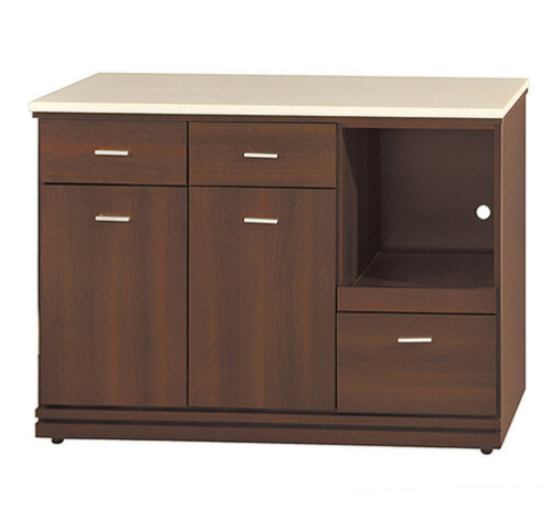 F300-13 胡桃色4尺拉盤收納櫃 下座 12MM白岩板