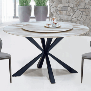 F335-3 雪山水圓餐桌 含石面