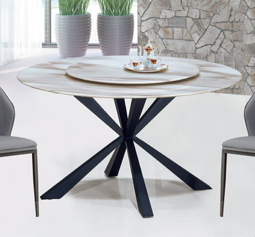 F335-3 雪山水圓餐桌 含石面