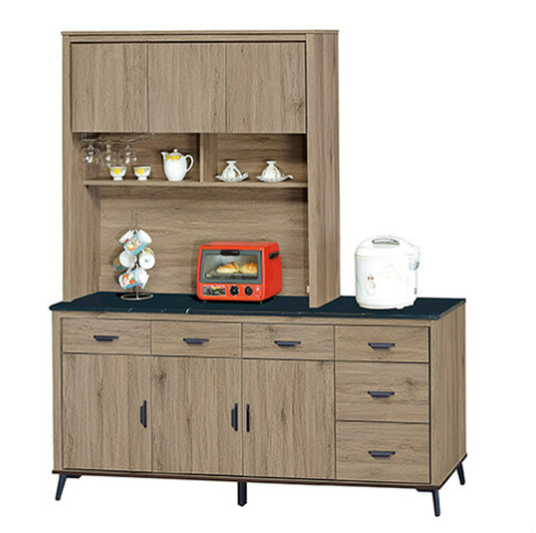 F309-11灰橡6尺收納櫃 全組上+下 12MM白岩板