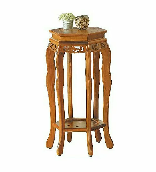 F324-8 E1桃花全實木六角花架 高