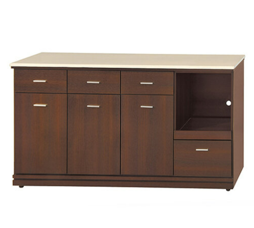 F300-15 胡桃色5尺拉盤收納櫃 下座 12MM白岩板