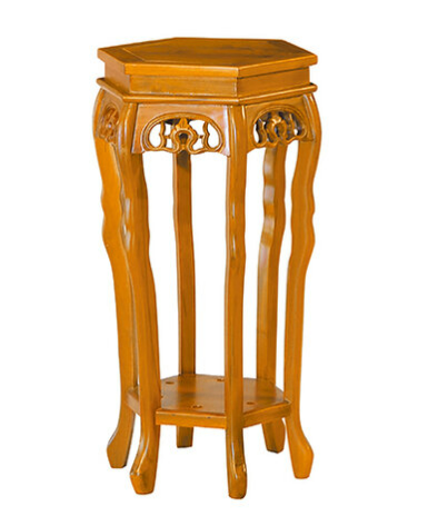 F324-9 E2桃花全實木六角花架 低