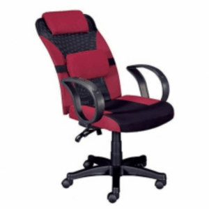 F361-1 中型辦公椅 黑/紅網布 /扶手/＊附腰枕/＊功能底盤