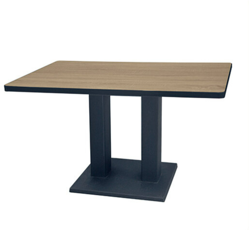 F343-10 灰橡色黑邊餐桌 90*90公分 雙腳 桌面厚4公分