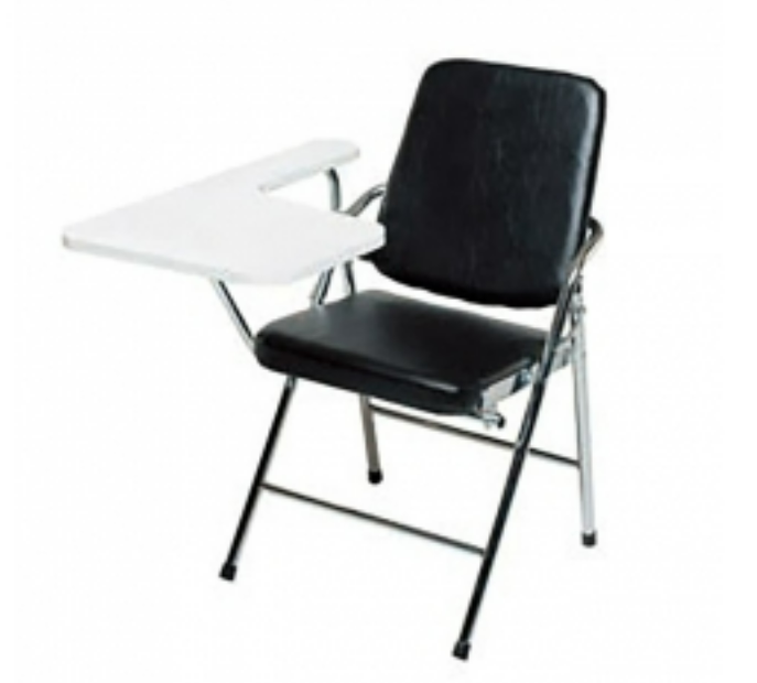 F352-6 電鍍白宮黑皮課桌椅