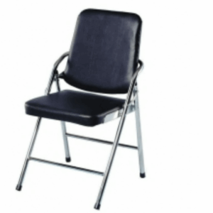 F352-9 電鍍白宮黑皮合椅