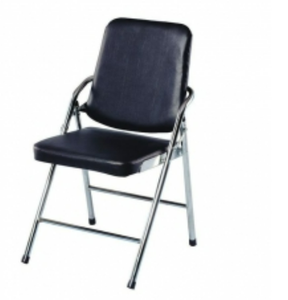 F352-9 電鍍白宮黑皮合椅