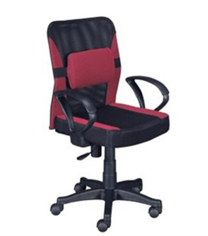 F361-5 黑紅色彈簧氣壓辦公椅N1厚墊 扶手 ⊙附腰枕、