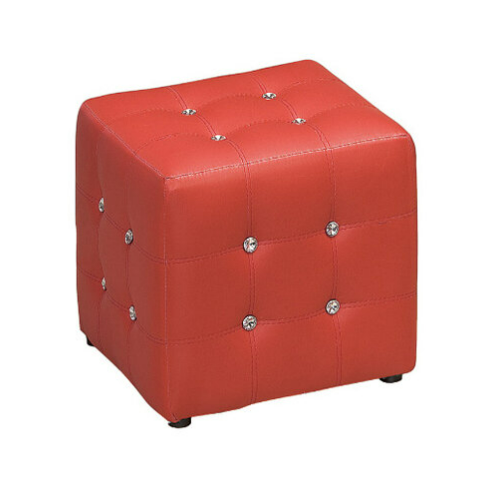 G556-1 凱麗水鑽方皮椅 紅