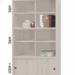 F525-5 白梧桐3*6尺玻璃門書櫃