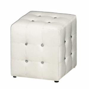 G556-2 凱麗水鑽皮方椅 白